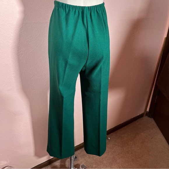 Vintage 1970 ILGWU forest green Brass buttons Wide Collar Polyester PantSuit - Picture 12 of 16